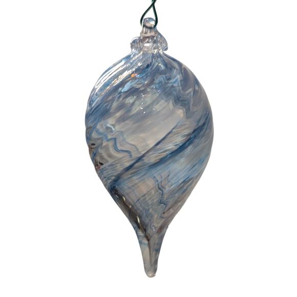 Caithness Scotland Teardrop Icicle Blue Blown Glass Ornament - Picture 3 of 5